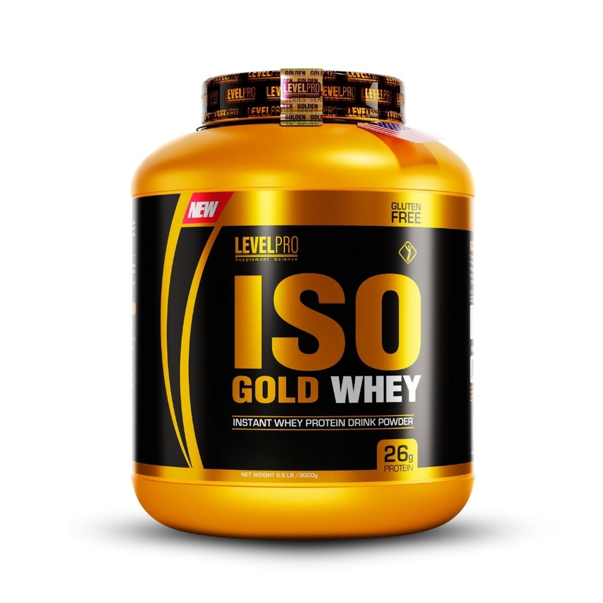 LEVEL PRO - Proteína Iso Gold Whey de 3kg VainillaCreatina Level Pro 250GrStraps