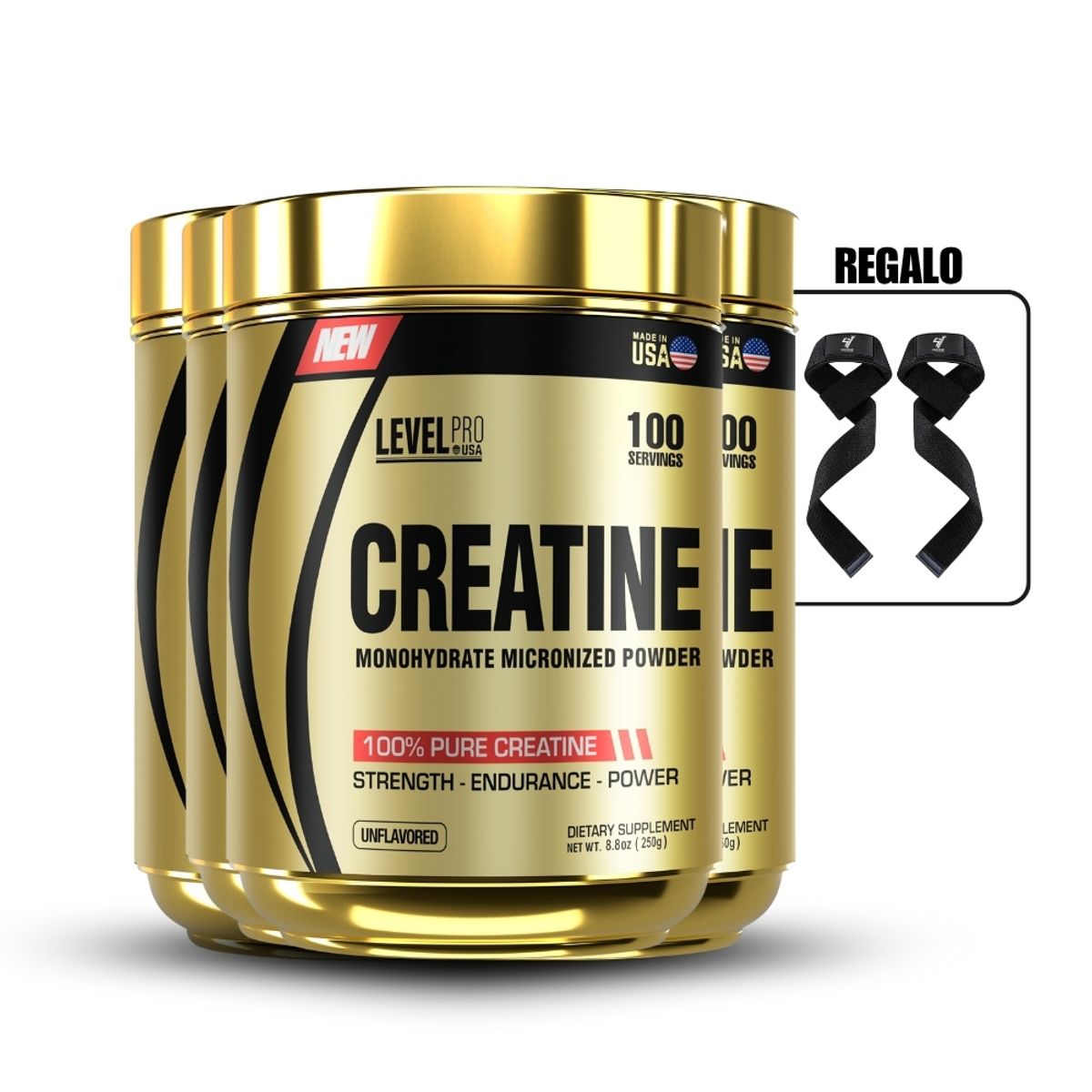 LEVEL PRO - Creatina Monohidrata Level Pro 250Gr Pack X4