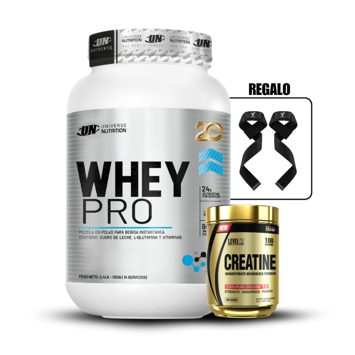 Level Pro - Whey Pro 1.1 kg Vainilla+Creatina Level Pro 250GrStraps