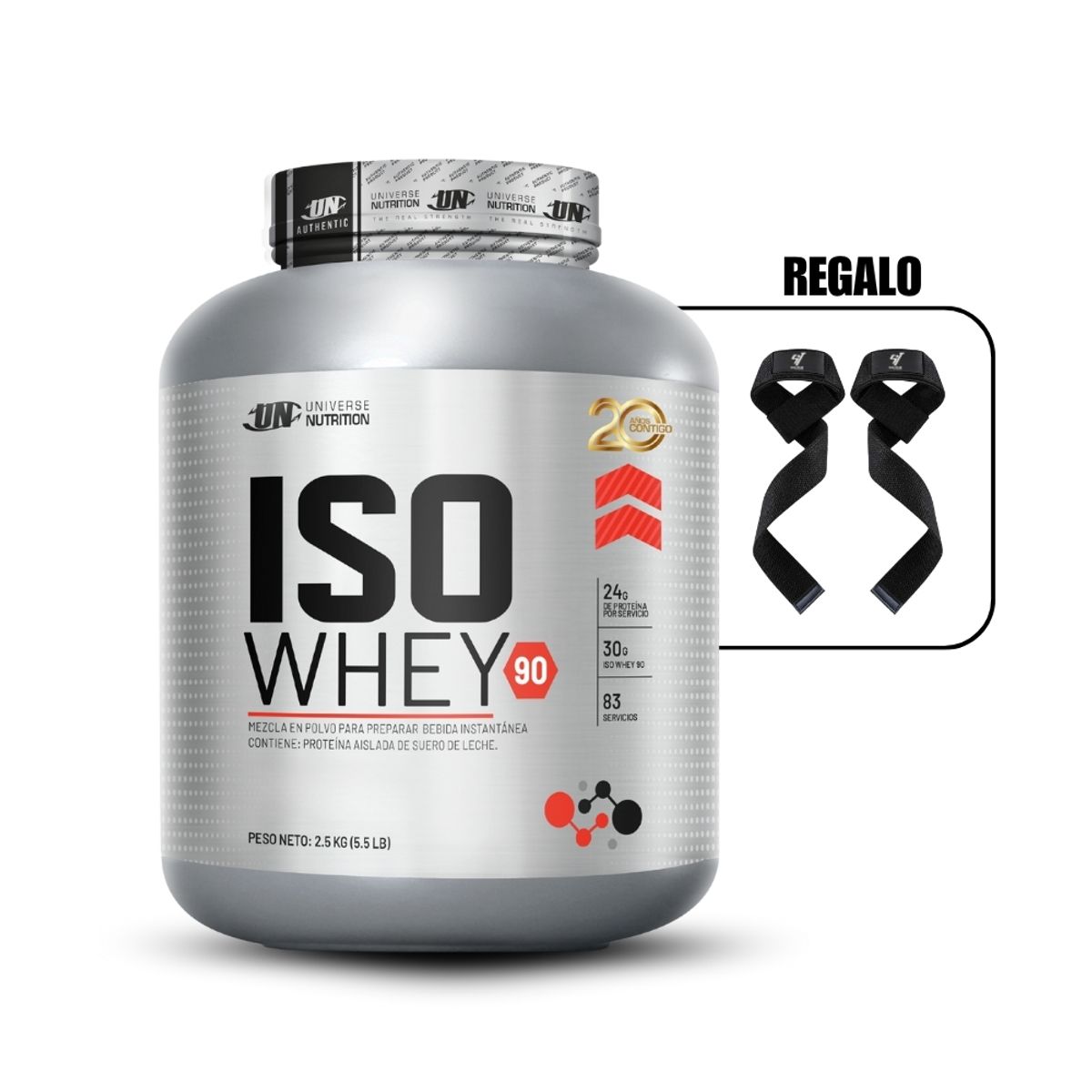 UNIVERSE NUTRITION - Iso Whey 90 de 2.5 kg Cookies+Straps