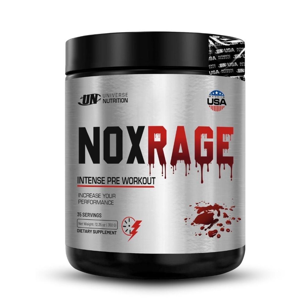 UNIVERSE NUTRITION - Pre Entreno UN Nox Rage 350Gr Citrus Punch+Straps