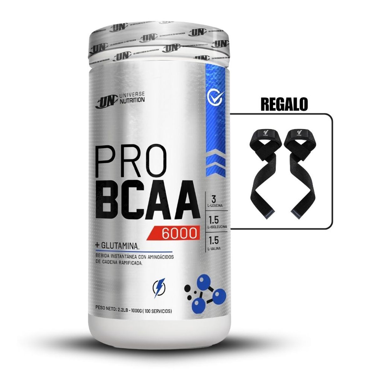 UNIVERSE NUTRITION - Pro Bcaa 6000 Aminoácido Un Universe Nutrition 1Kg Citrus Punch+Straps
