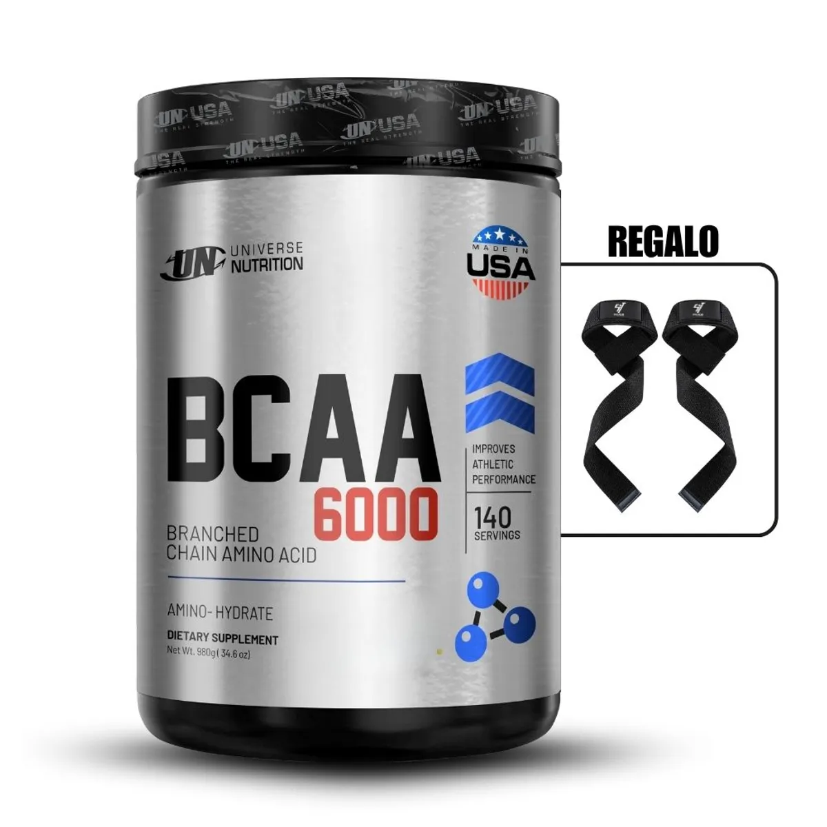 UNIVERSE NUTRITION - Aminoácidos Pro Bcaa UN 6000 980Gr Citrus Punch+Straps