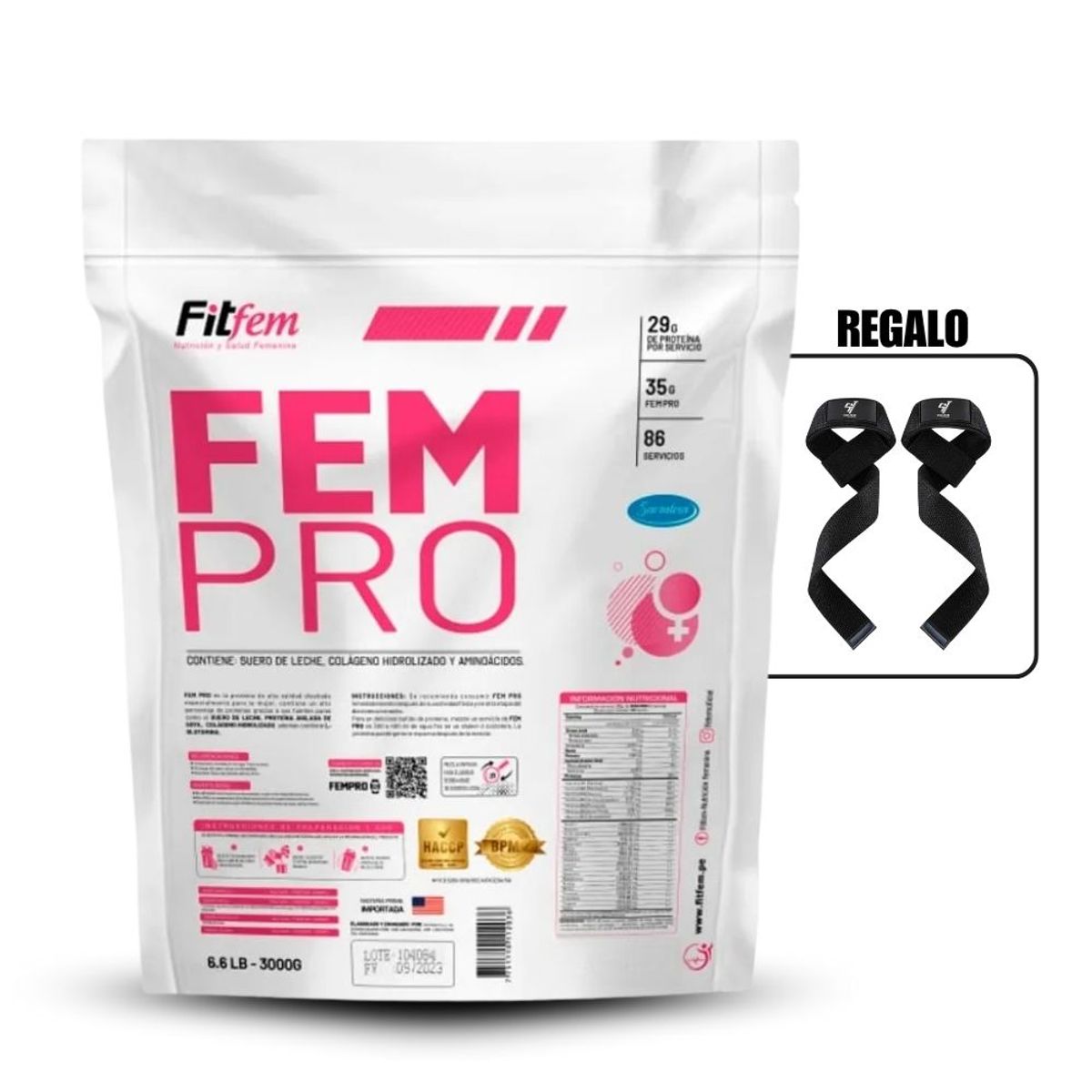 FITFEM - Proteína Fem Pro 3kg Vainilla+Straps