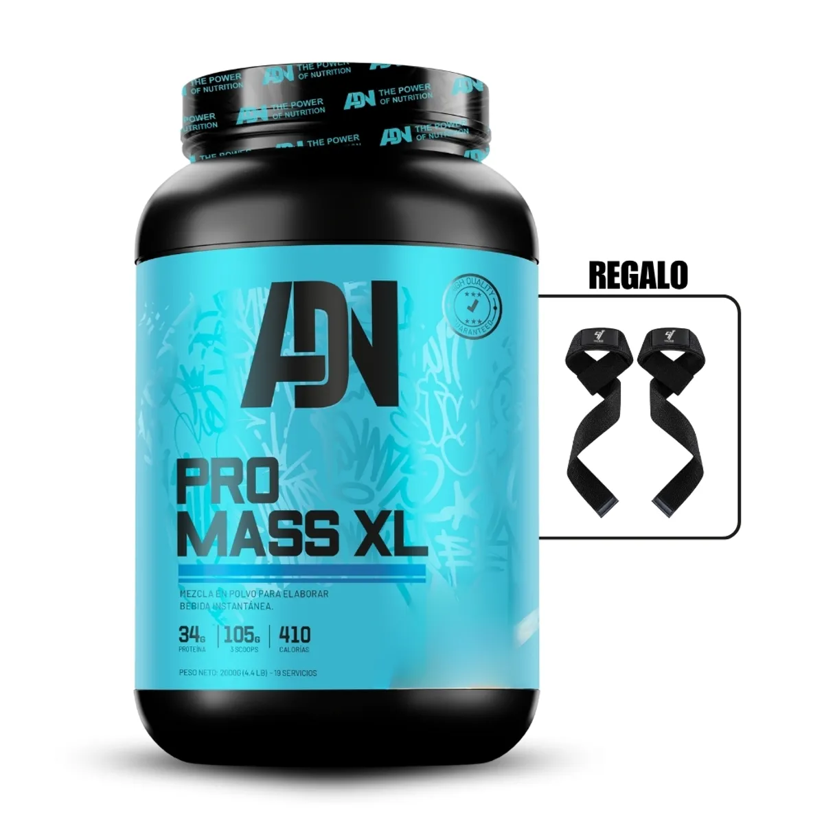 ADN - Proteína Pro mass xl 2kg Cookies+Straps