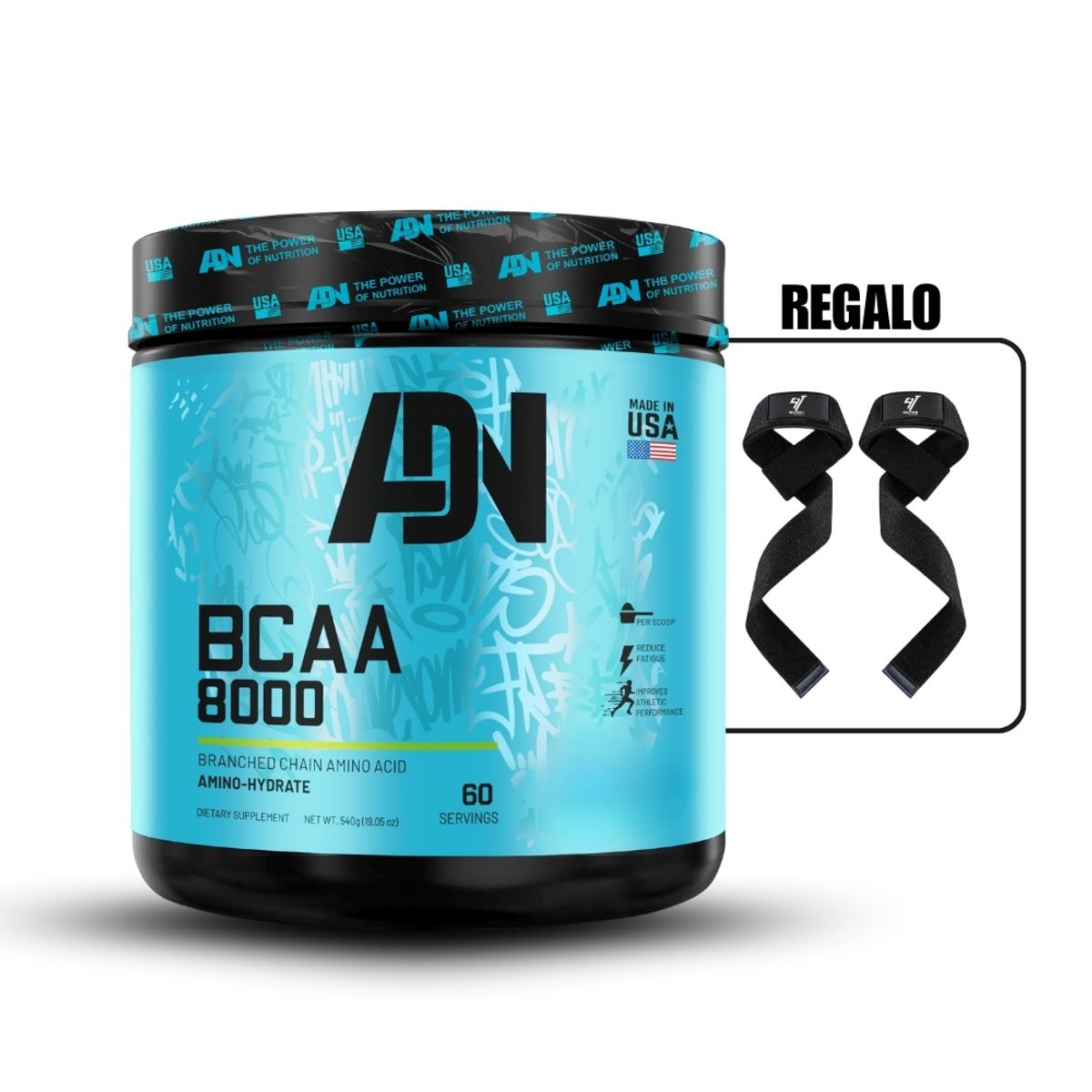 ADN - Bcaa 8000 540gr ADN Nutrition Fruit Punch+Straps