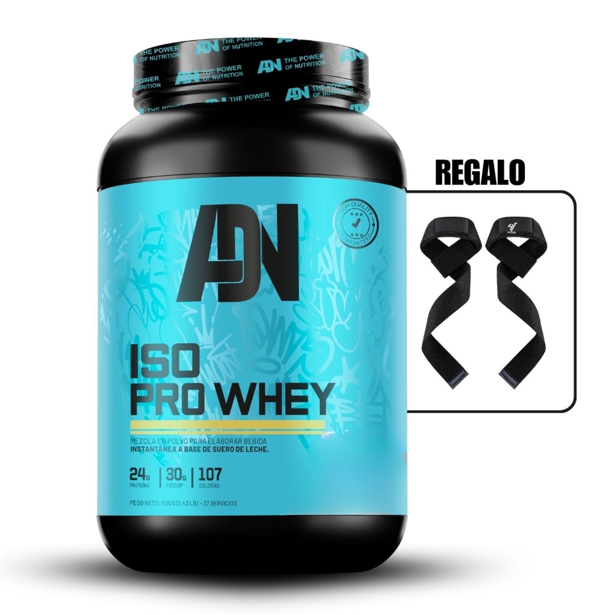 ADN - Proteína Iso Pro Whey de 1100 Gramos Cookies+Straps