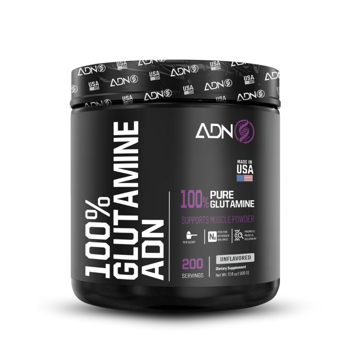 ADN - Glutamina Micronizada Adn 500Gr+Straps