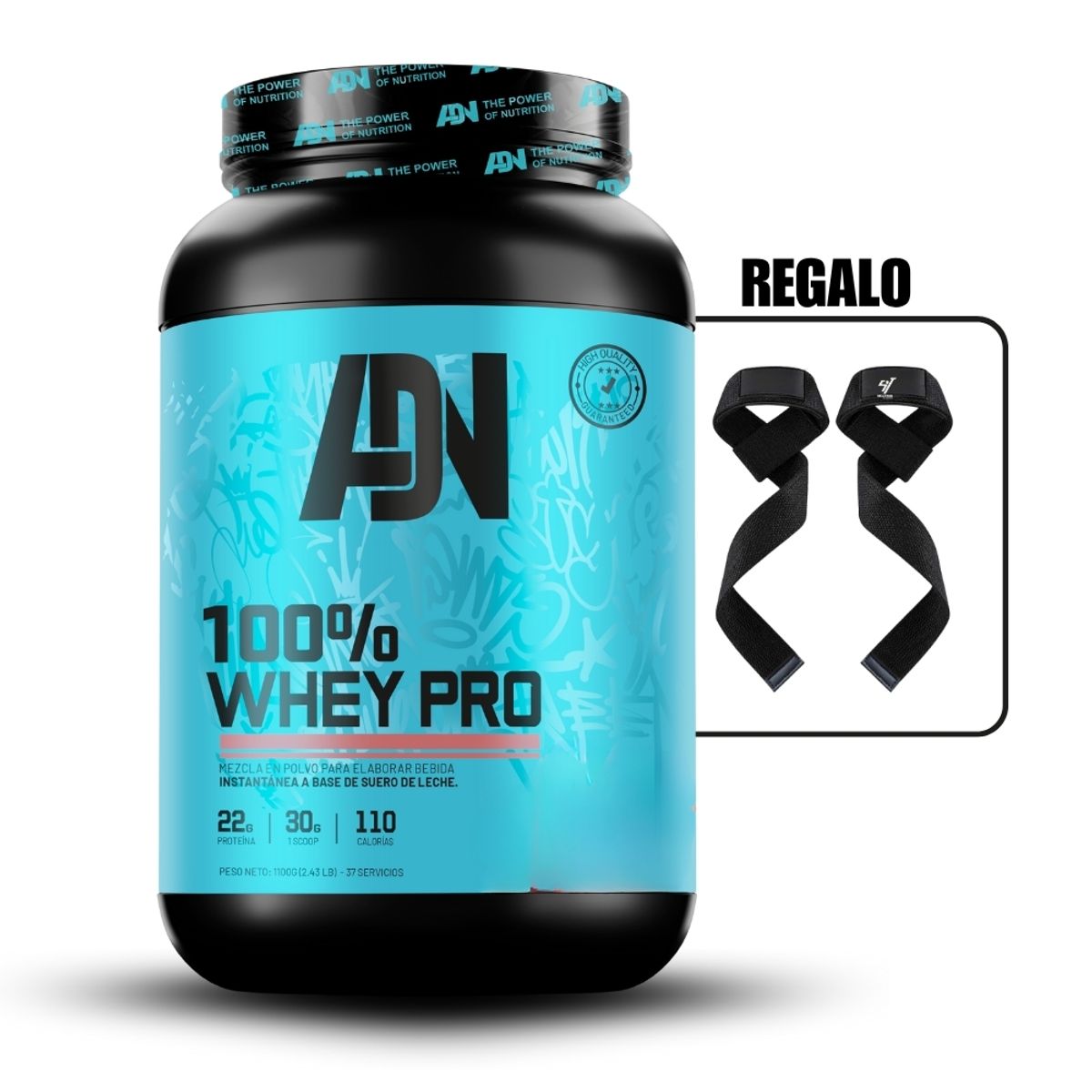 ADN - 100% Whey Pro 1.1 kg Vainilla+Straps