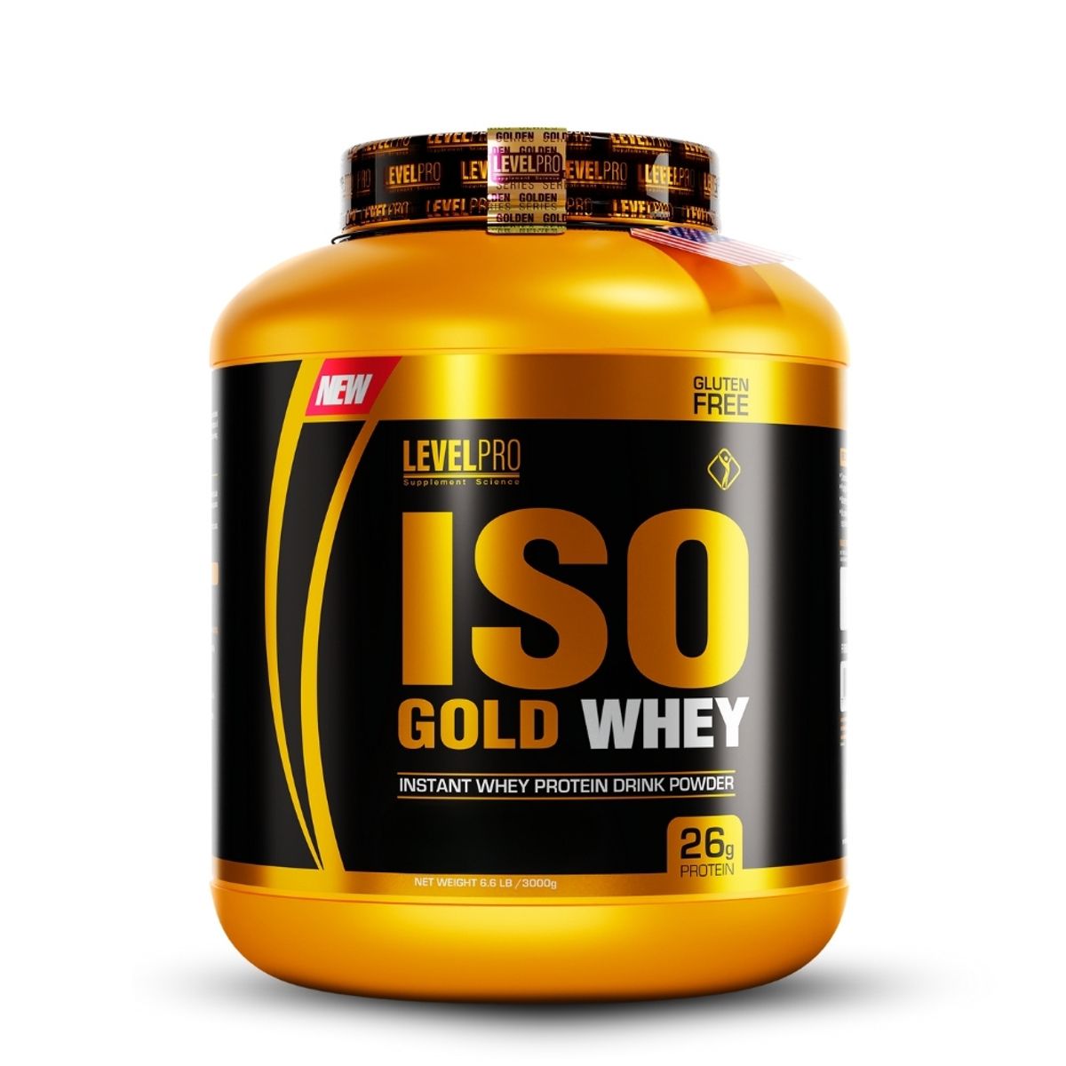 LEVEL PRO - Proteína Iso Gold Whey de 3kg Vainilla+Straps