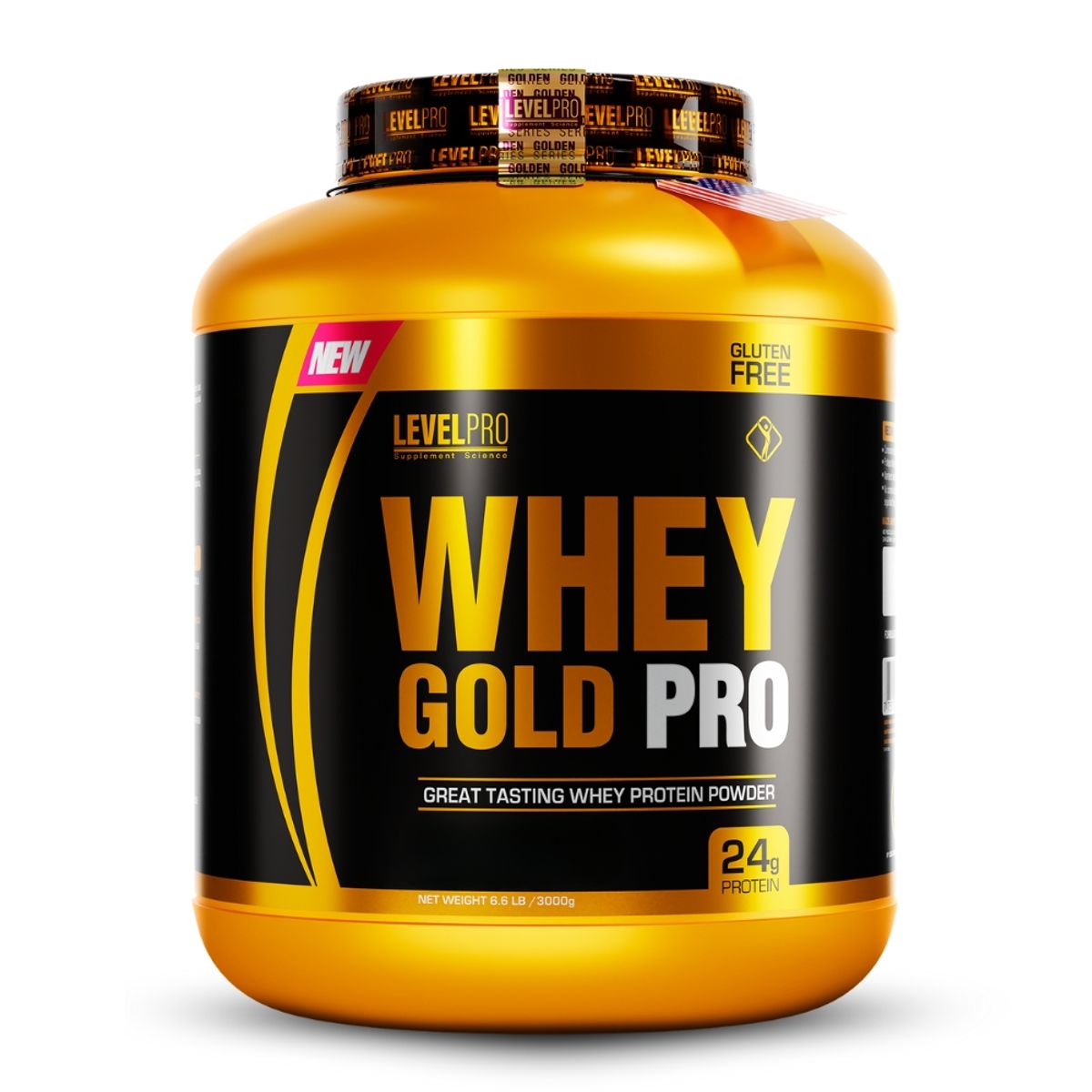 LEVEL PRO - Whey Gold Pro 3kg Chocolate+Straps