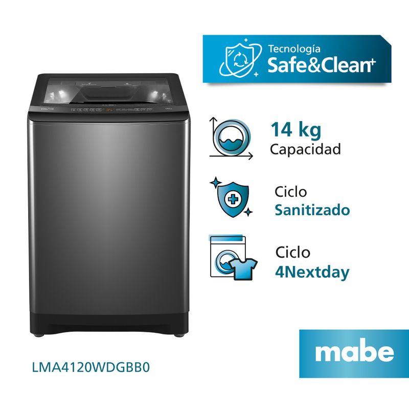 MABE - Lavadora Automática Mabe LMA4120WDGBB0 14kg Gris
