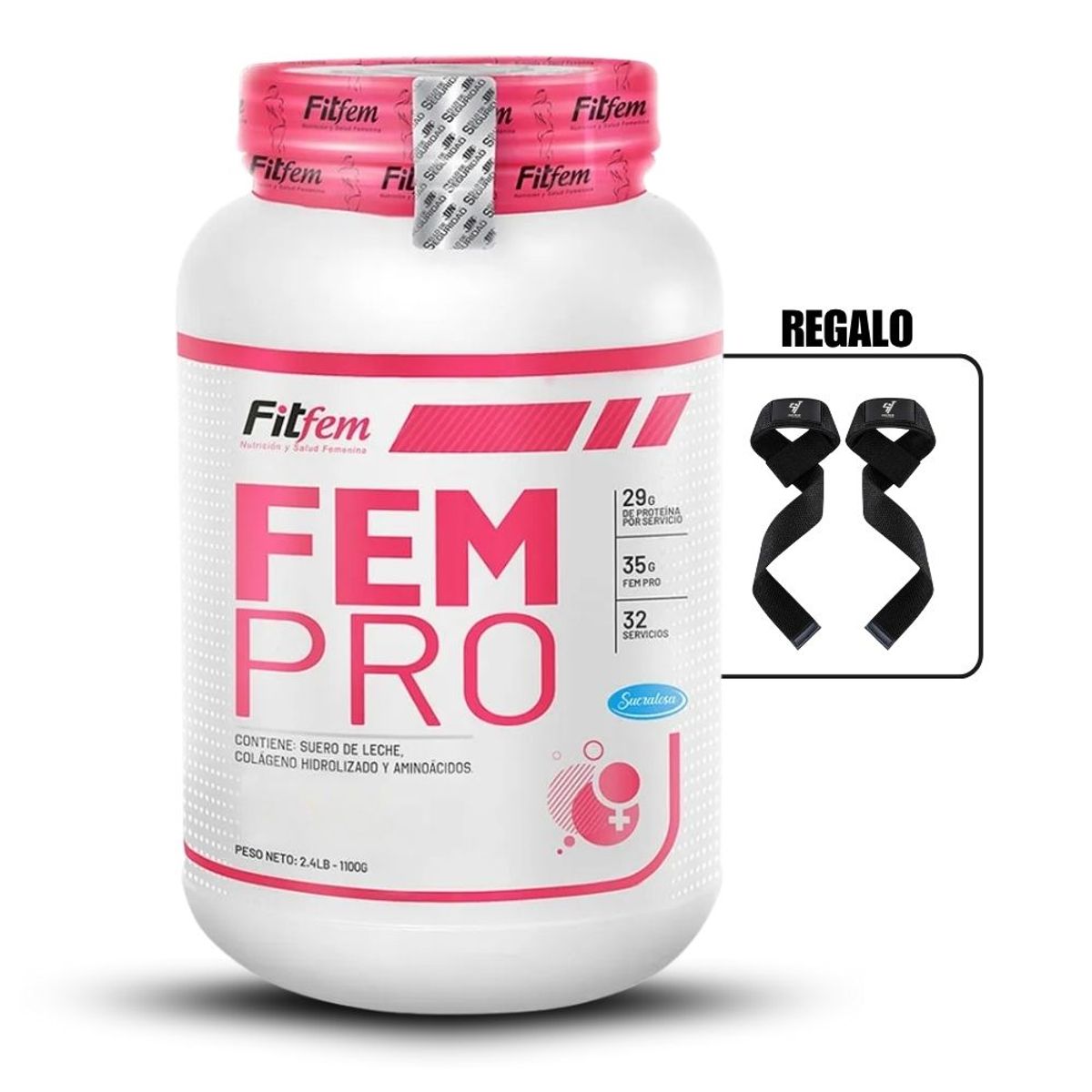 FITFEM - Proteína Fem Pro 1100gr Chocolate+Straps