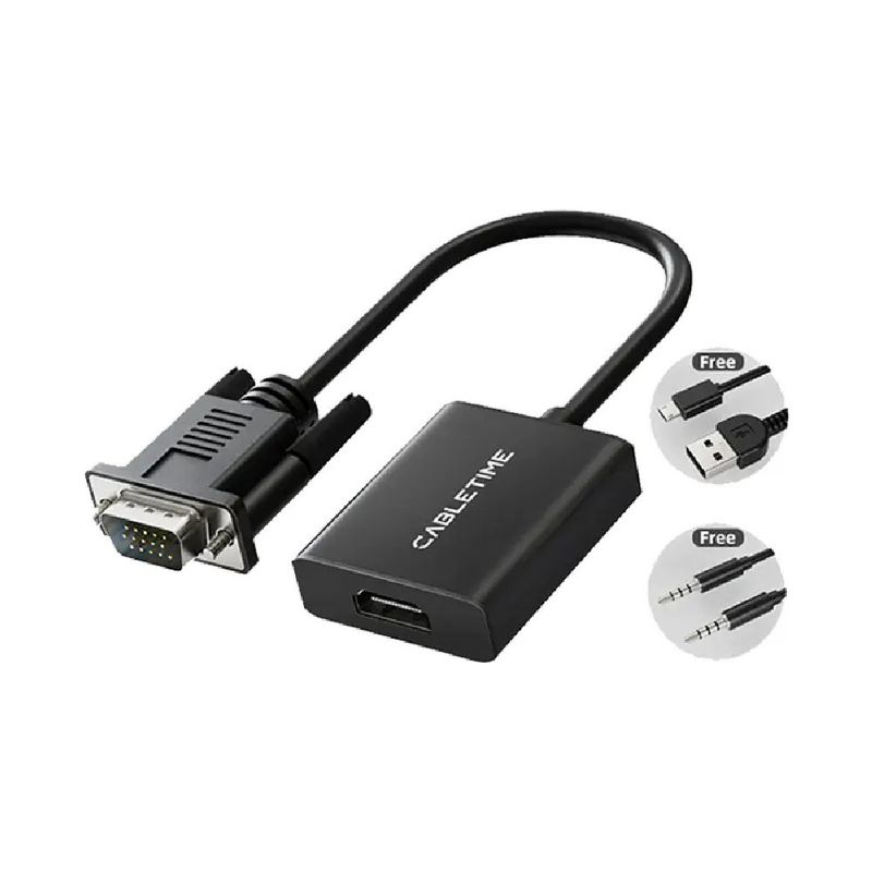 GENERICO - Adaptador de VGA macho a HDMI hembra  CABLETIME CP54B