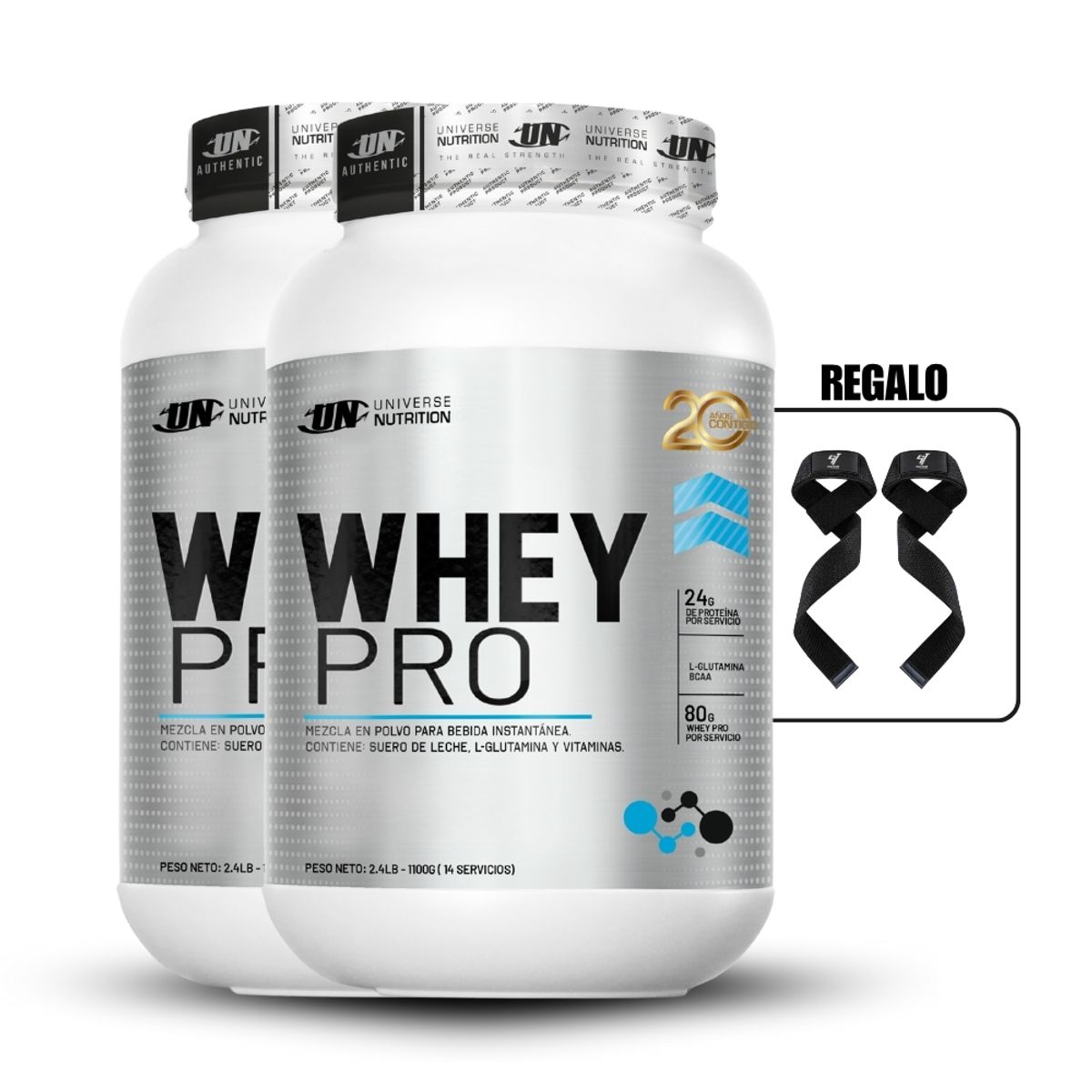 UNIVERSE NUTRITION - Whey Pro 1.1 kg Chocolate Pack X2+Straps