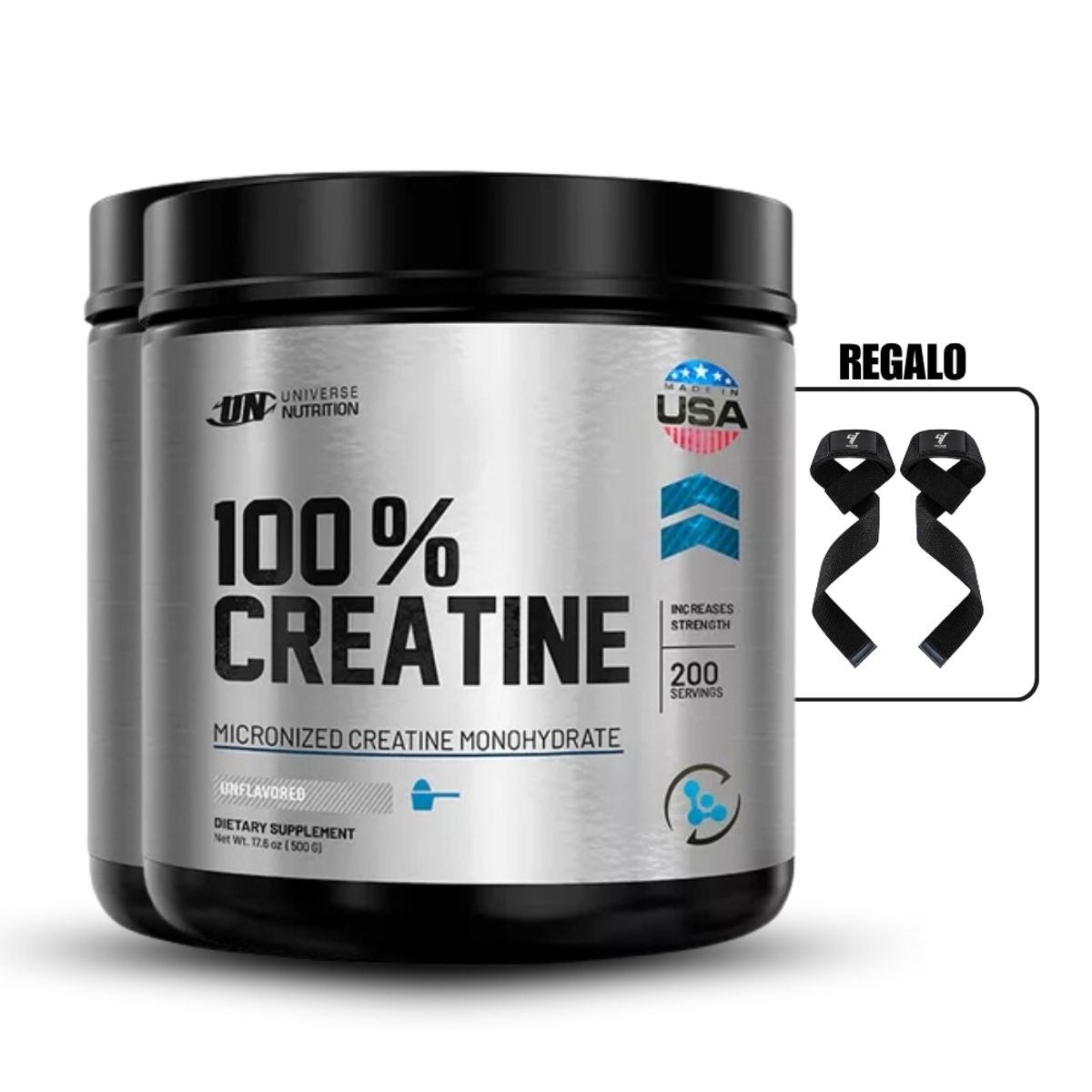 UNIVERSE NUTRITION - Creatina Monohidratada Universe Nutrition 500Gr Pack X2+Straps