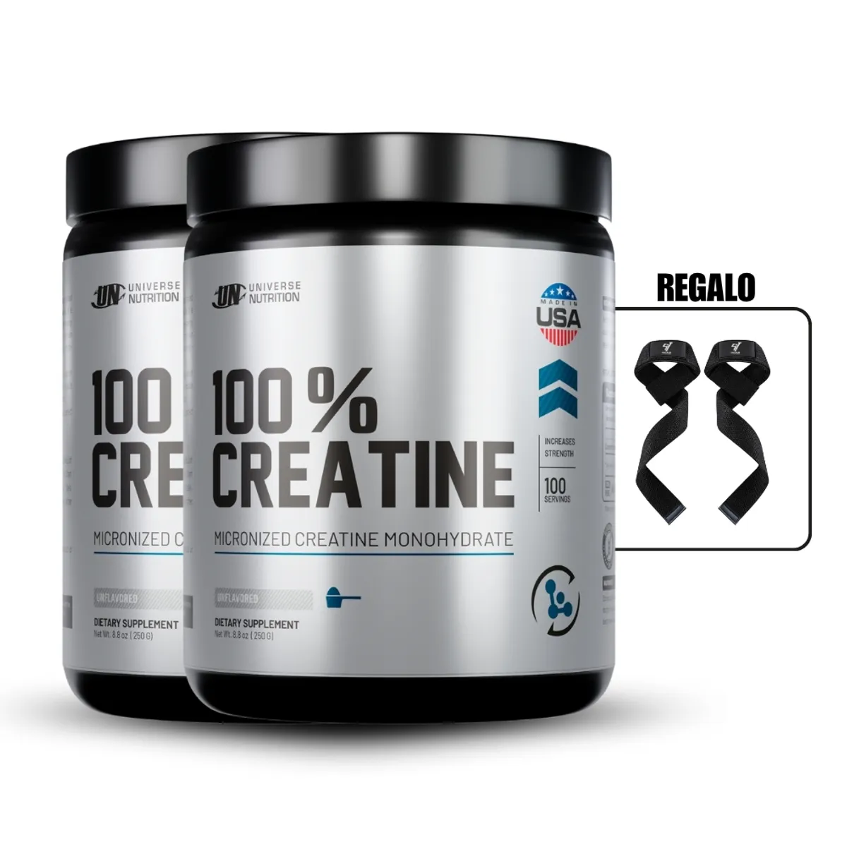 UNIVERSE NUTRITION - Creatina Monohidratada Universe Nutrition 250Grpack X2+Straps