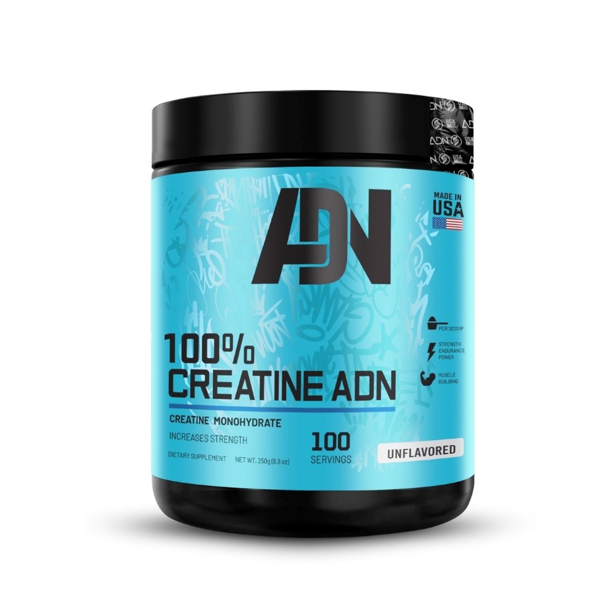 ADN - Creatina Monohidratada Adn 250Gr Pack X2+Straps