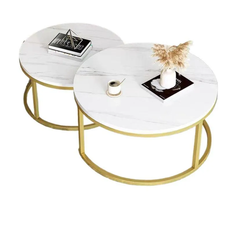 GENERICO - Mesa De Centro 2 Piezas Moderna Sala De Estar Con Marco Redondo