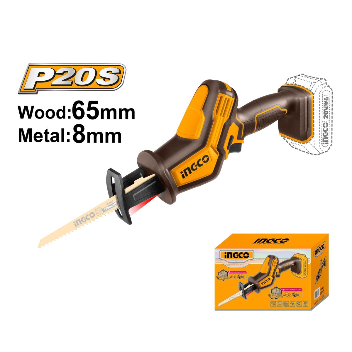 INGCO TOOLS - Sierra sable a bateria 20v p20s scarg Ingco