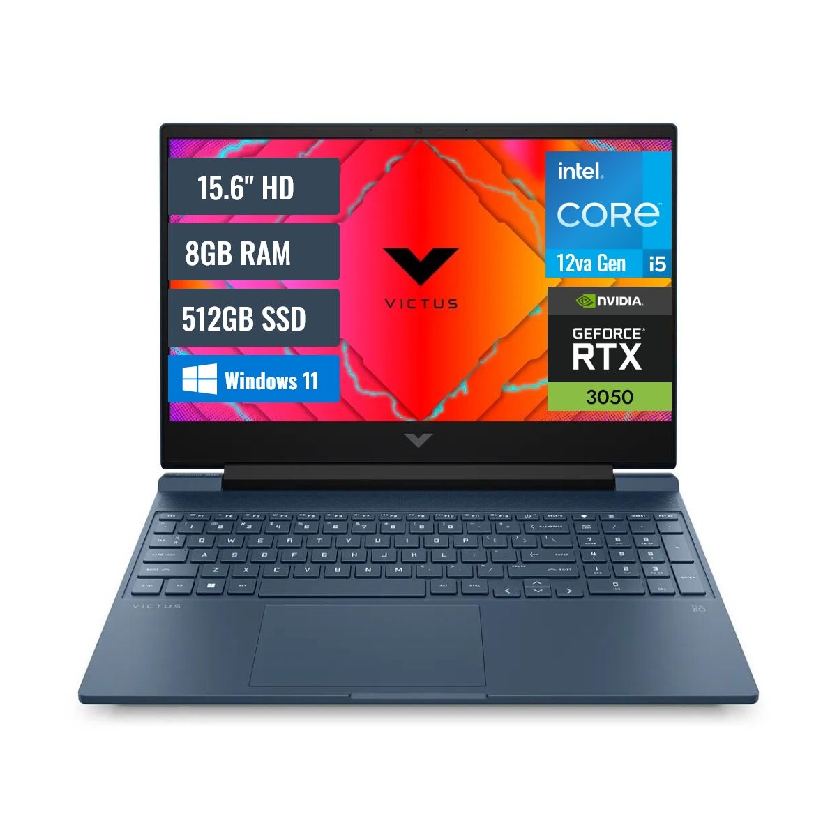 HP - Laptop HP Victus 15.6" Core i5-12450H, 8GB, SSD 512GB, RTX 3050 4GB