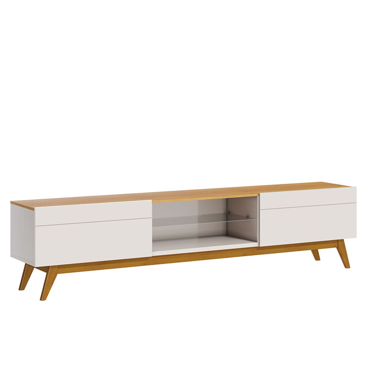PAZART MUEBLES - MESA DE TV CLASSIC PATAS MADERA OFF WHITE & NATURE 70