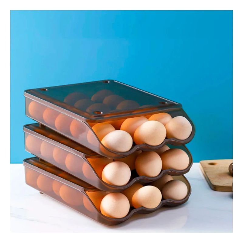 GENERICO - Pack4 Bandeja de Huevo Apilables para Cocina Marron