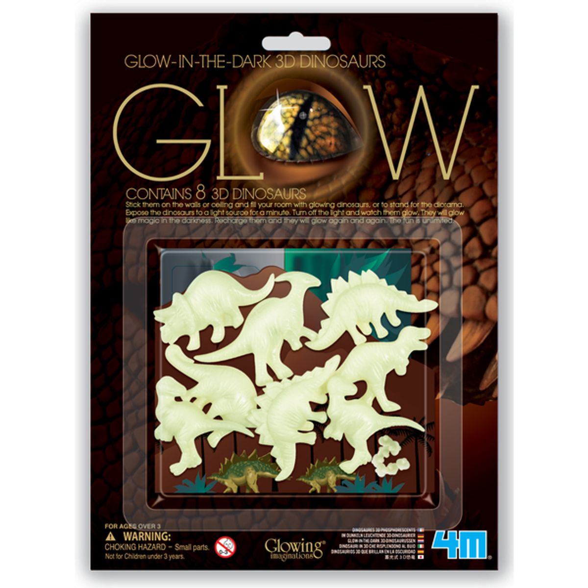 4M - Dinosaurios 3D brilla en la oscuridad 4M