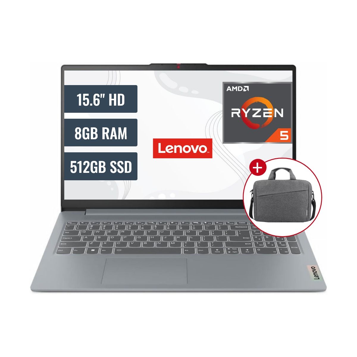 LENOVO - Laptop Lenovo IdeaPad Slim 3 15.6" Ryzen 5 5720U, 8GB DDR5, SSD 512GB
