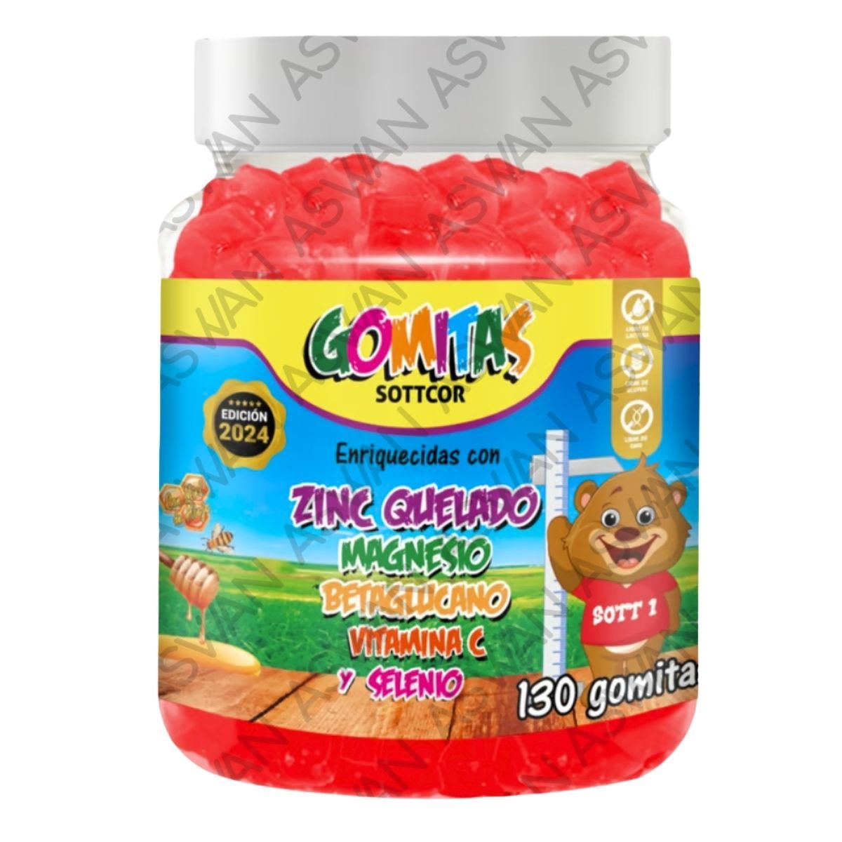 GENERICO - GOMITAS DE ZINC QUELADO PARA NIÑOS 130 UNIDADES SOTTCOR 100GR