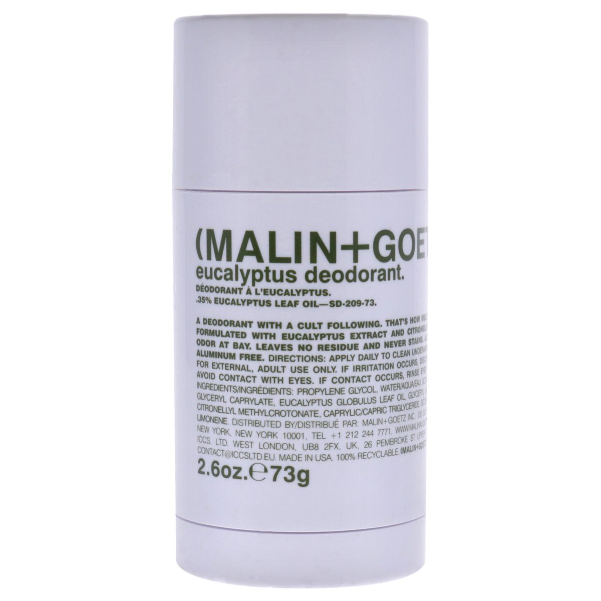 MALIN + GOETZ - Desodorante en Barra de Eucalipto 80ml - Malin + Goetz