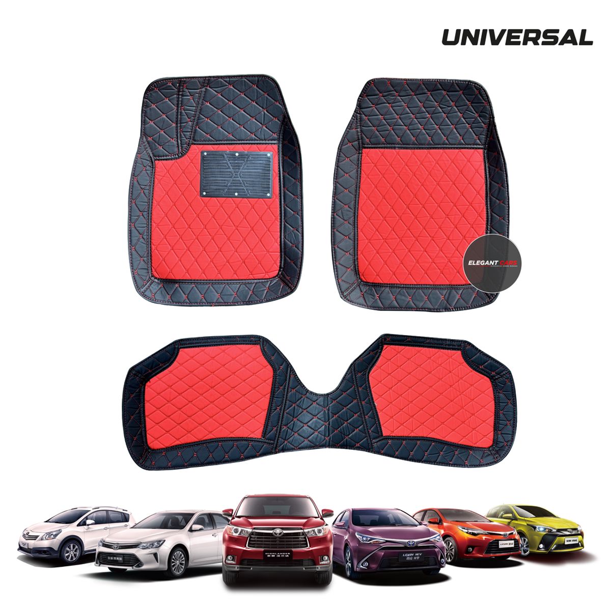 GENERICO - Piso 5D 3 Piezas –Bio Negro con Costura Roja