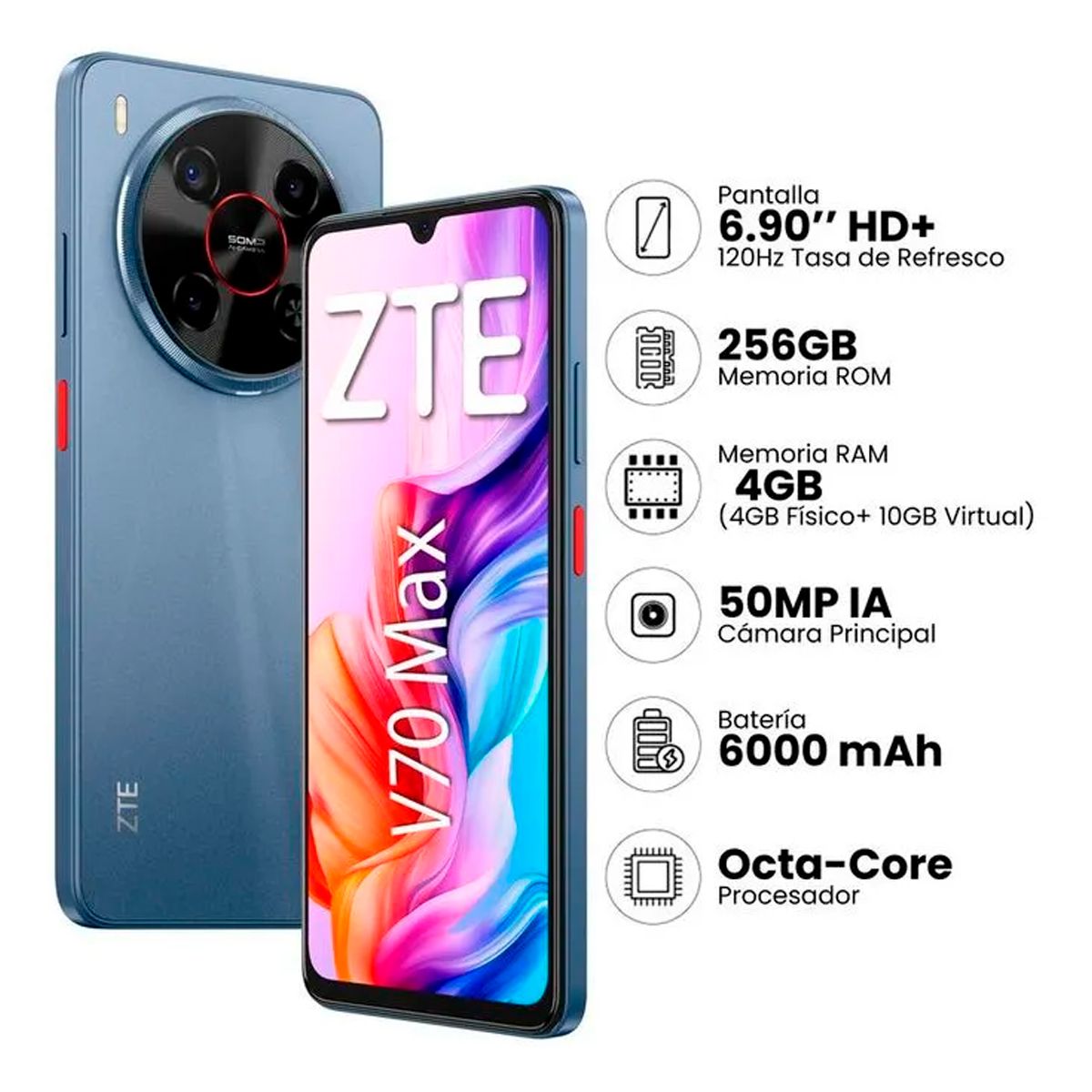 ZTE - CELULAR ZTE BLADE V70 MAX 4RAM 256GB GRIS