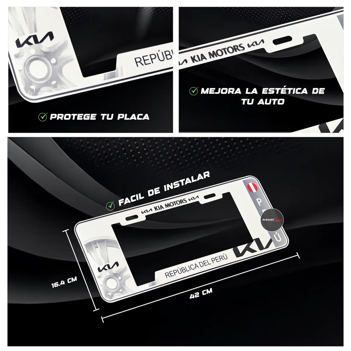 GENERICO - Set Portaplacas Estilo europeo KIA elegante premiun