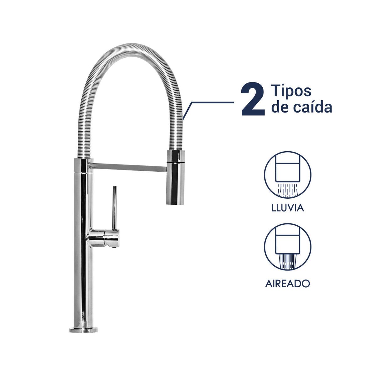 VAINSA - Grifería Mezcladora Monocomando Lavadero Pico Flexible Resorte Bali Vainsa