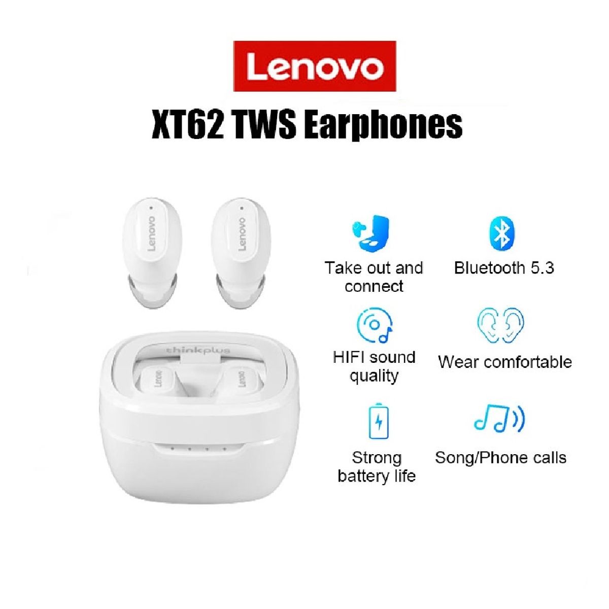 LENOVO - Audífonos Bluetooth Lenovo XT62 Blanco
