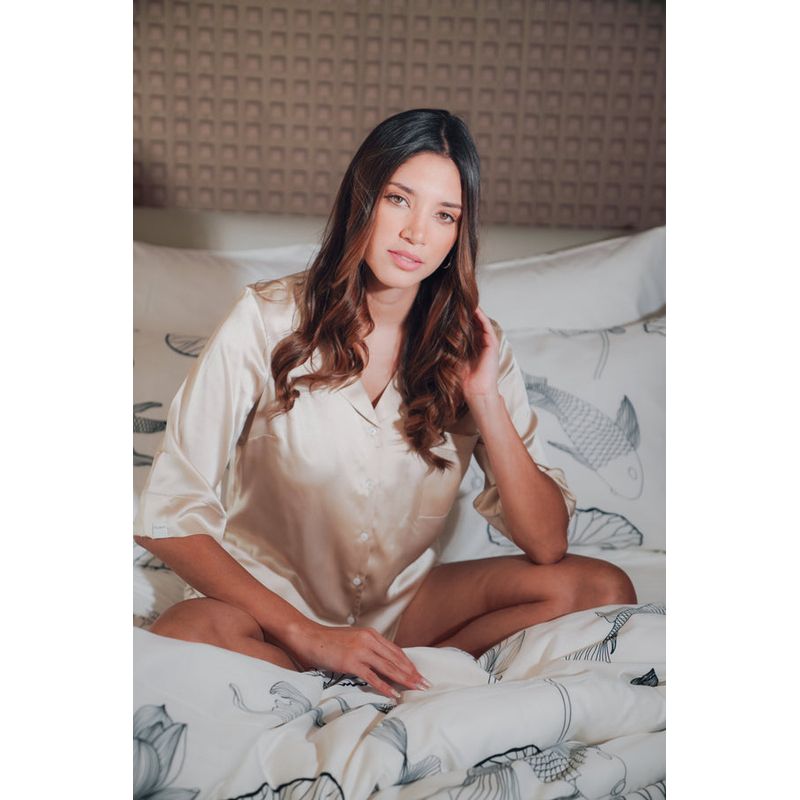 PLUMAS - Pijama Virginia Seda Champagne
