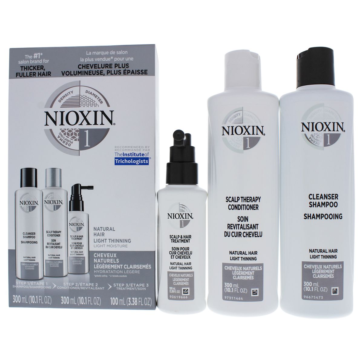 NIOXIN - Kit para adelgazar el cabello natural System 1-Nioxin-3pc