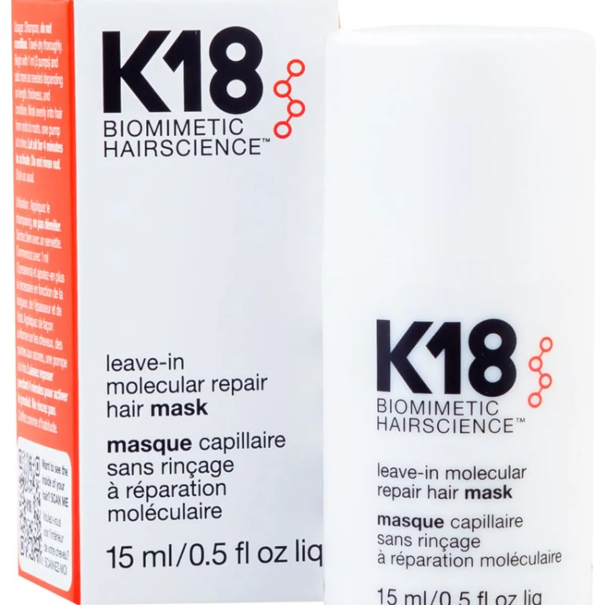 K18 - Mascarilla Capilar Reparadora Molecular Sin Enjuague15ml- K18..