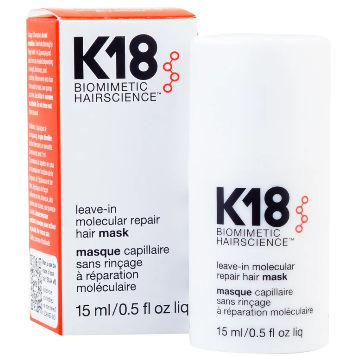 K18 - Mascarilla Capilar Reparadora Molecular Sin Enjuague15ml- K18..