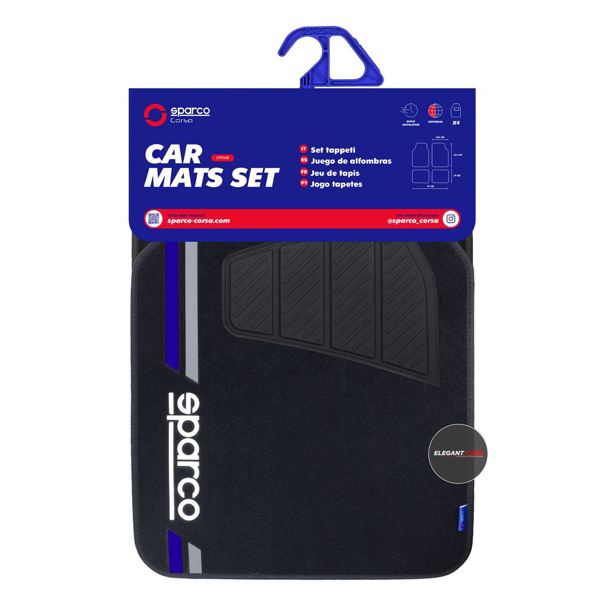 SPARCO - Piso Sparco Premium 4 Piezas – Color Azul