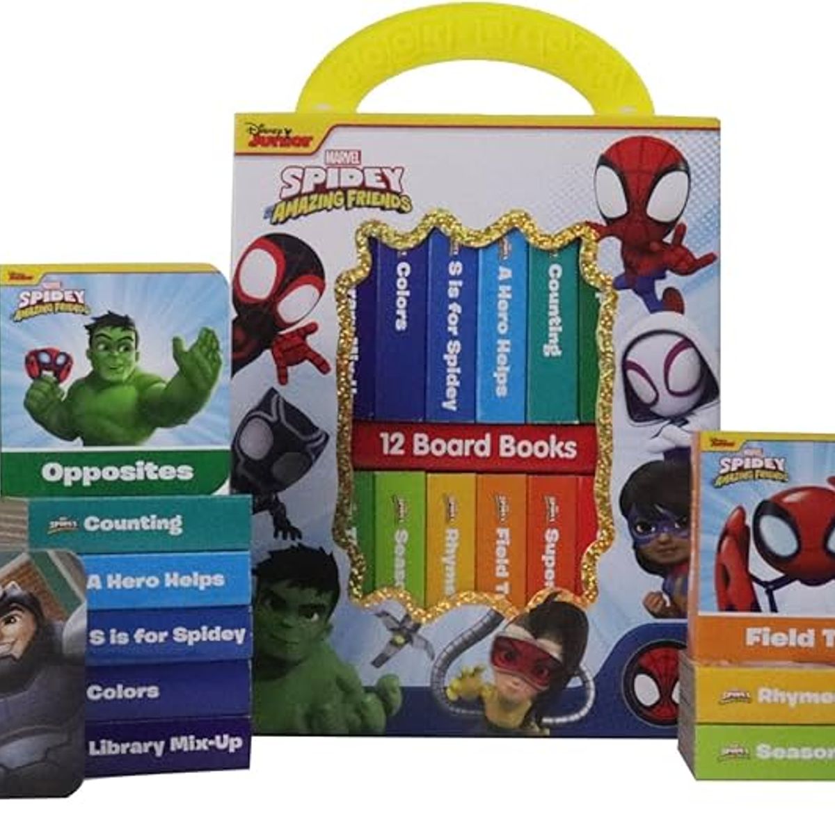 PI KIDS - DISNEY JR. MARVEL SPIDEY Y SUS SORPRENDENTES AMIGOS. 12 LIBROS DE CARTON
