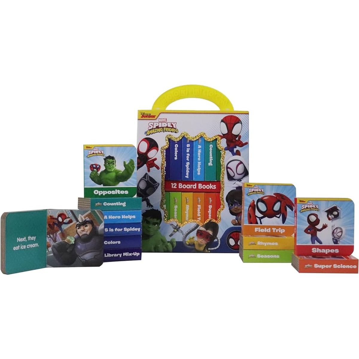 PI KIDS - DISNEY JR. MARVEL SPIDEY Y SUS SORPRENDENTES AMIGOS. 12 LIBROS DE CARTON