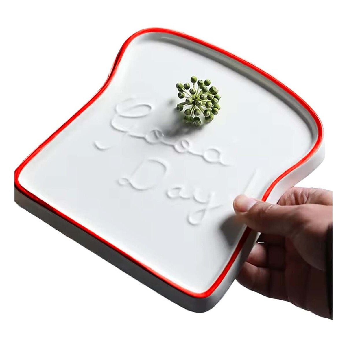 GENERICO - Plato de Ceramica de Pan Tostada para Postres de Color Rojo