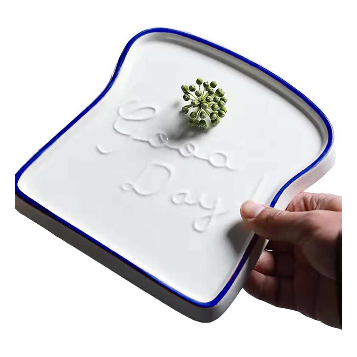 GENERICO - Pack4 Plato Moderno de Ceramica en Azul Y+Regalo Stickers