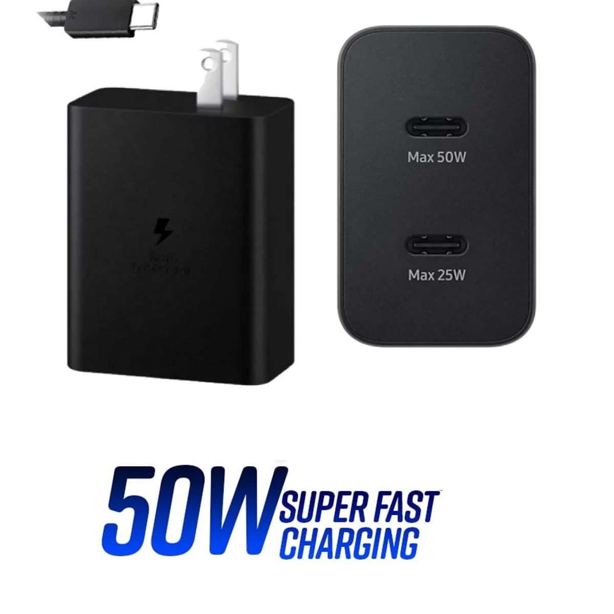 GENERICO - Cargador PARA Samsung Dual - 50W Carga Super Rapida DOBLE 50 y 25W