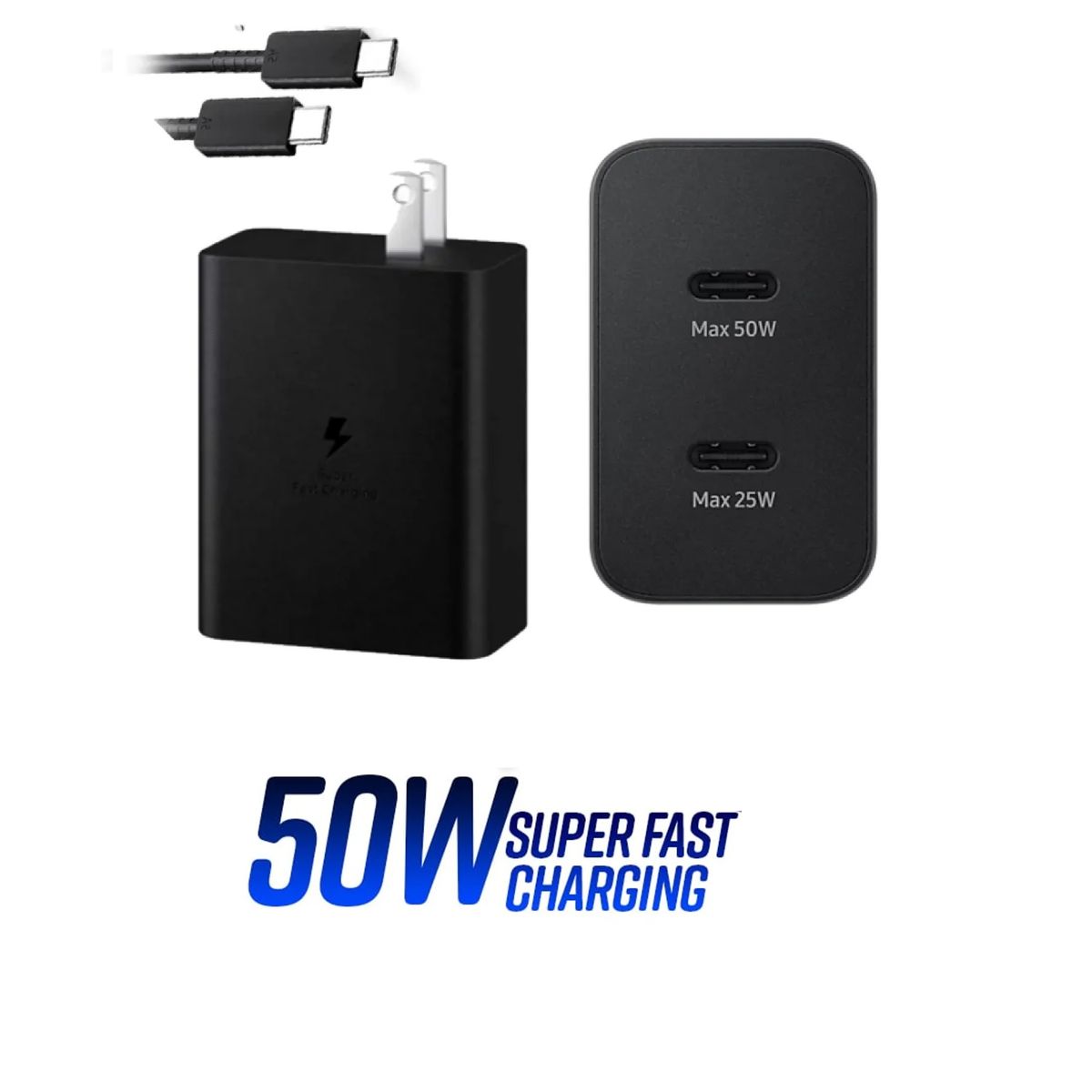 GENERICO - Cargador PARA Samsung Dual - 50W Carga Super Rapida DOBLE 50 y 25W