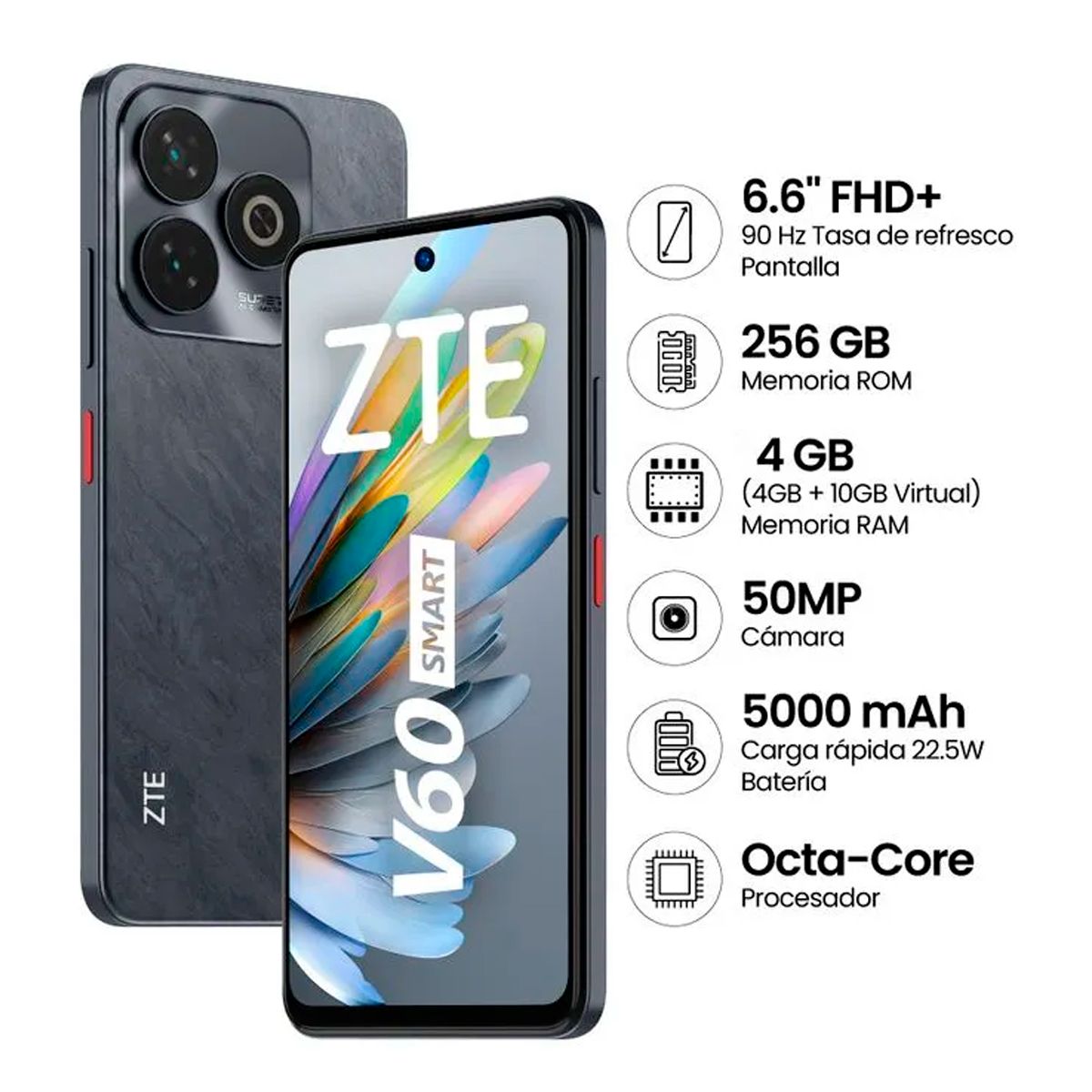ZTE - Celular ZTE V60 Smart 4GB 256GB NEGRO