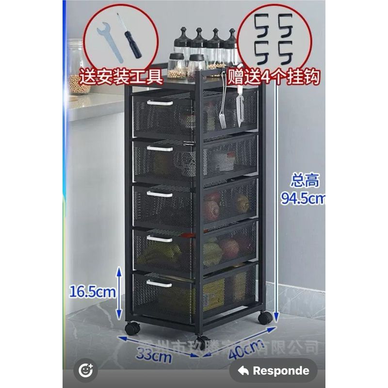 GENERICO - CARRO DE METAL PARA SALÓN DE BELLEZA MANICURA  5 CAJONES