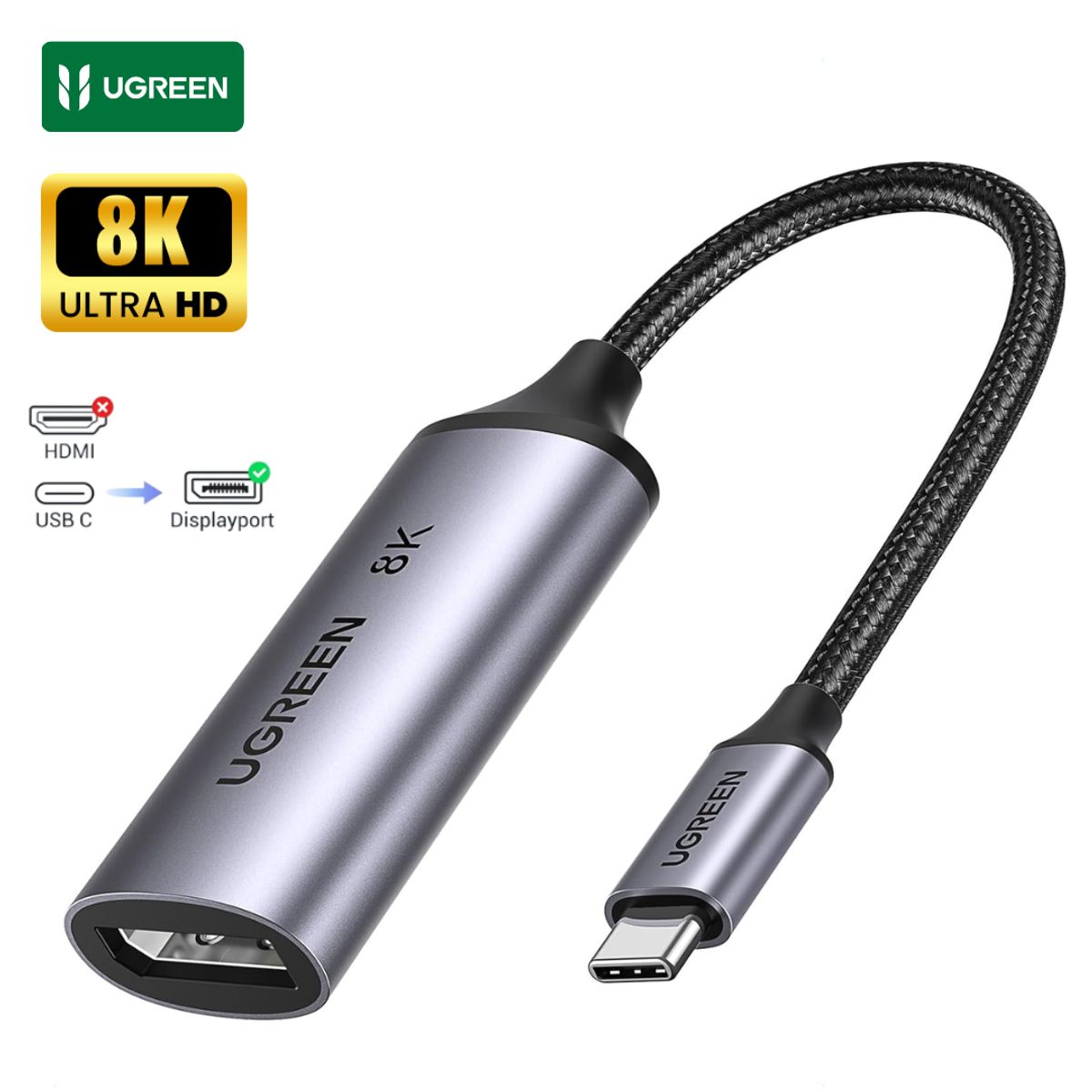 UGREEN - Adaptador UGREEN Type C a DisplayPort 8K Alta Definición y Rendimiento